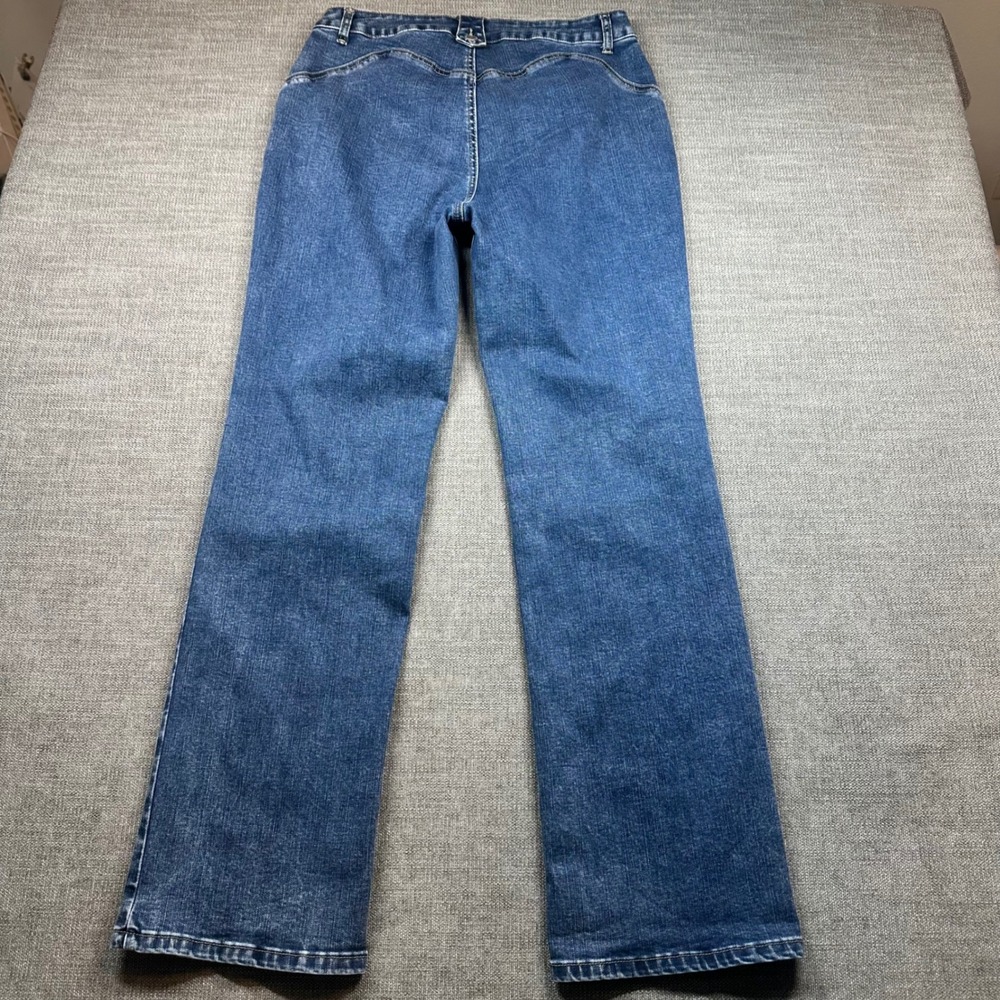 Flamingals Jeans Women L Blue Western Y2K Straight Leg Denim - Picture 2 of 10